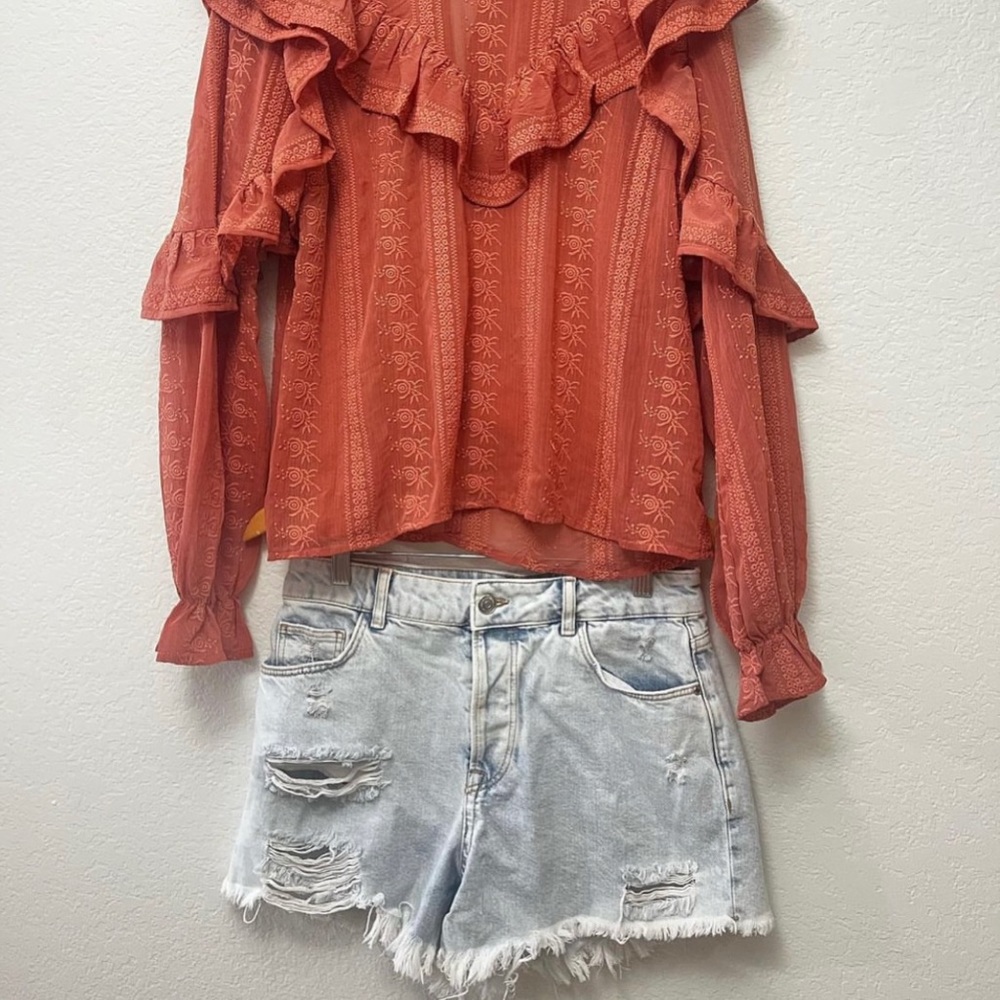ZARA distressed jean shorts